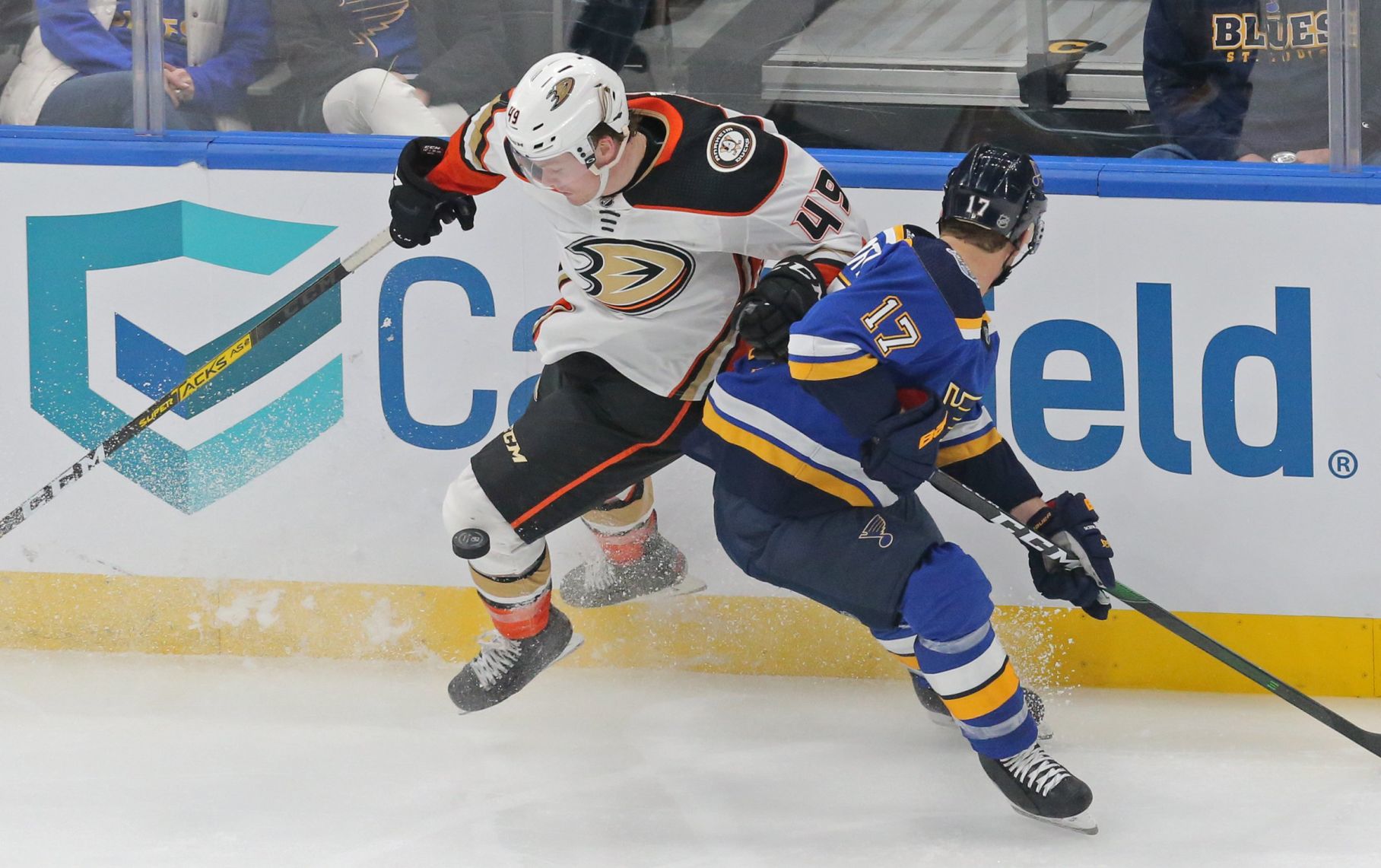 The Blues take on the Ducks at the Enterprise Center